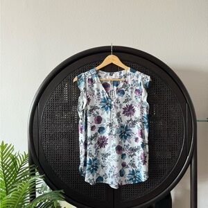 LOFT Floral Sleeveless Blouse Top